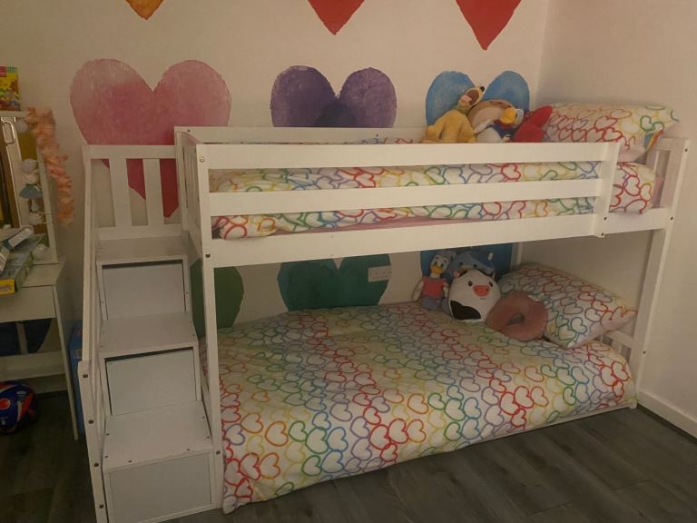 White bunk beds 