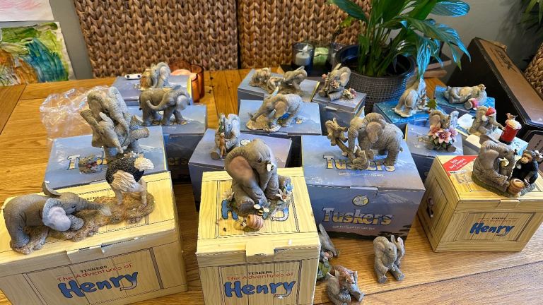 Large Collection of Henry Tusker Elephant Figurines