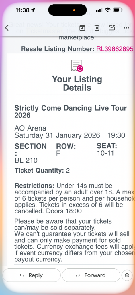 Strictly tour live 31st January Manchester 19.30