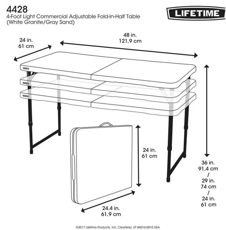 Lifetime 4ft Adjustable Height and Foldable