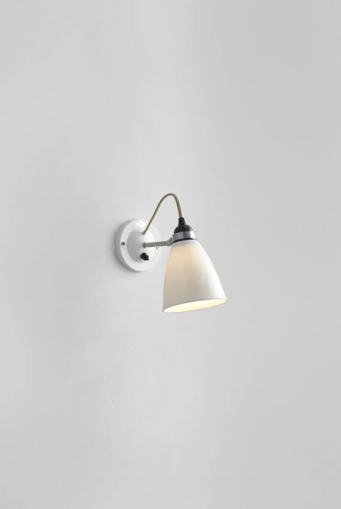 Pair of BTC Hector Medium Switched Wall Lights – White Bone China, As New
