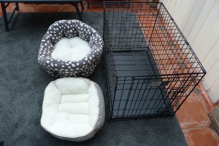 Dog Cage And 2 Beds