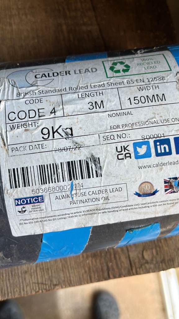 Calder Code 4 Roofing Lead Roll - 3m x 150mm (9kg)