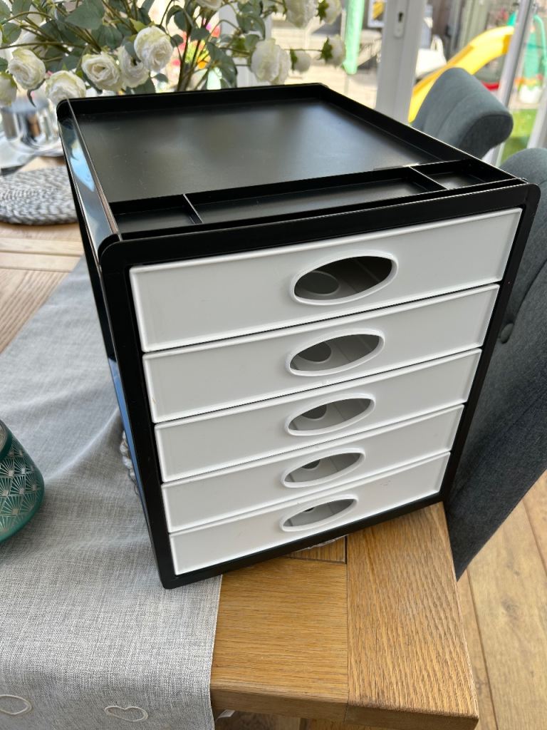 5 drawer plastic file storage organiser 