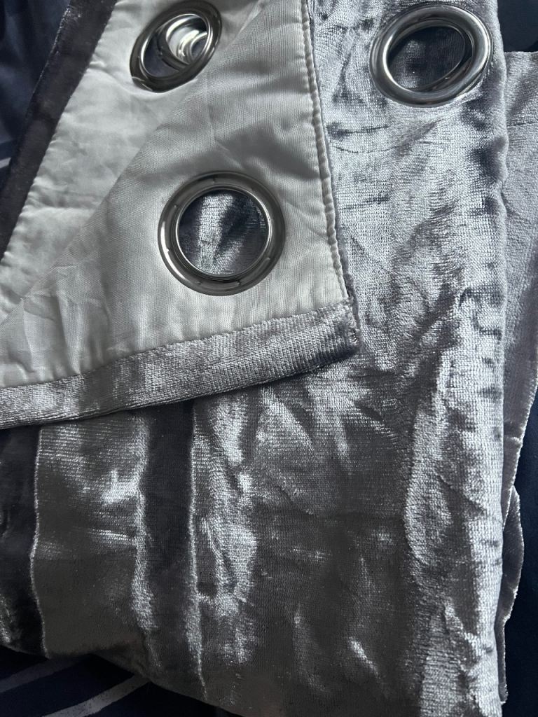 2 x silver curtains  velvet