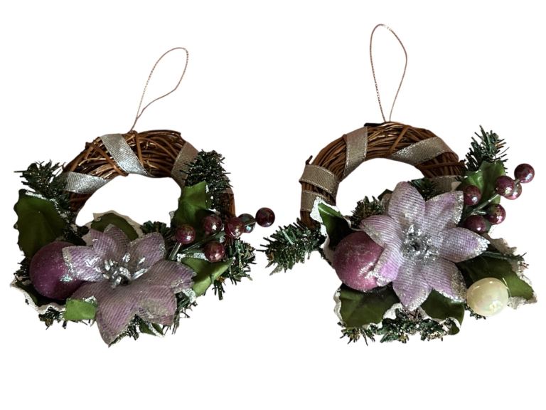 Pair Of Mini Christmas Wreaths Garland Christmas Tree Decorations 12x12cm