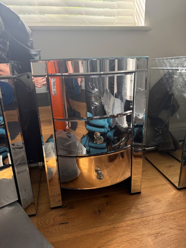 Glass bedside tables x4