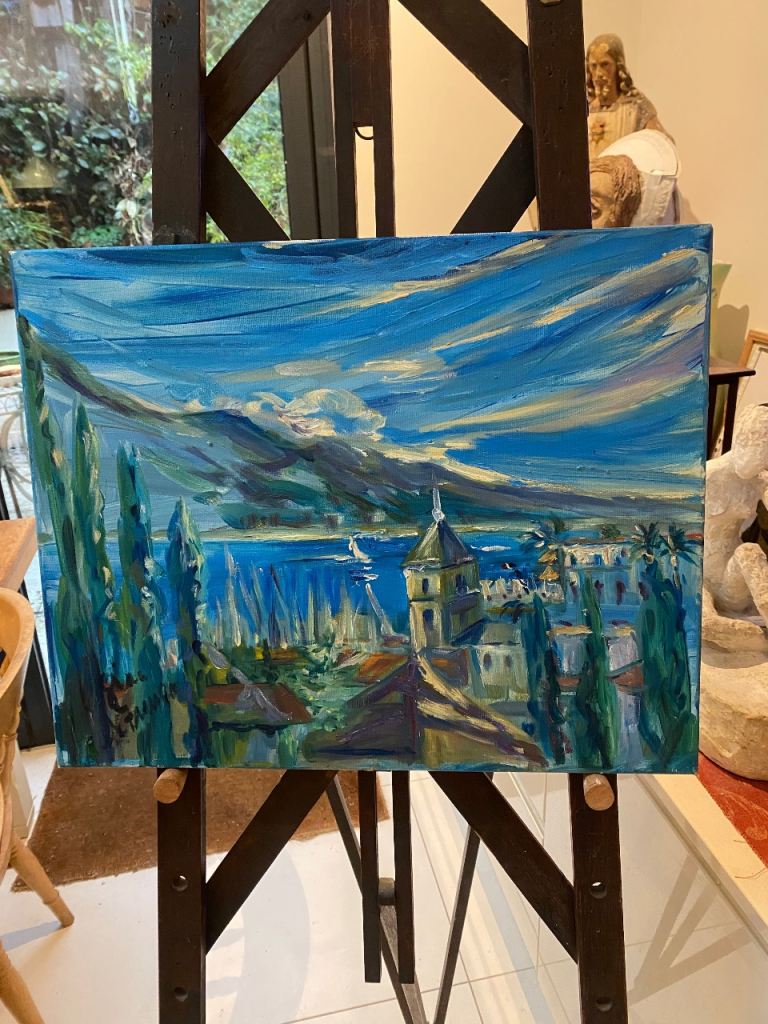 Original painting on canvas Lake Garda and beyond 