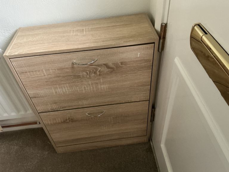 Wooden Shoe Storage Cabinet with Two Drawers