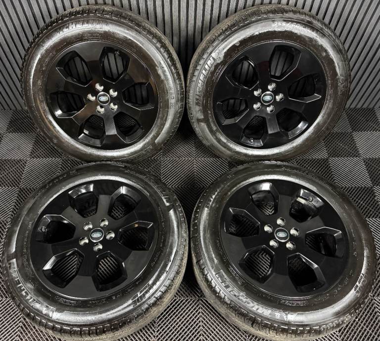 20'' GENUINE LAND ROVER DEFENDER 6 SPOKE BLACK 6011 ALLOY WHEELS TYRES ALLOYS