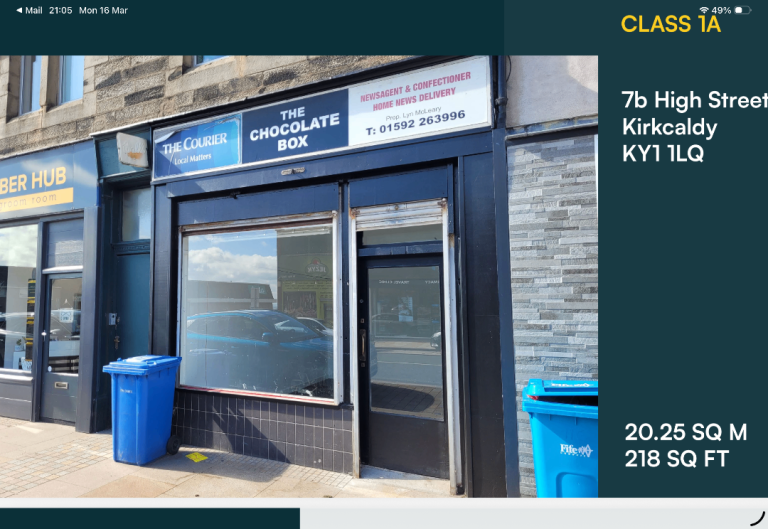 Shop unit to rent Kirkcaldy fife nail bar vape market barbers beauticians anything