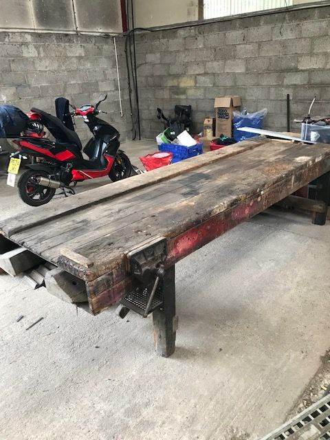 INDUSTRIAL WORKSHOP BENCH, WITH VICE