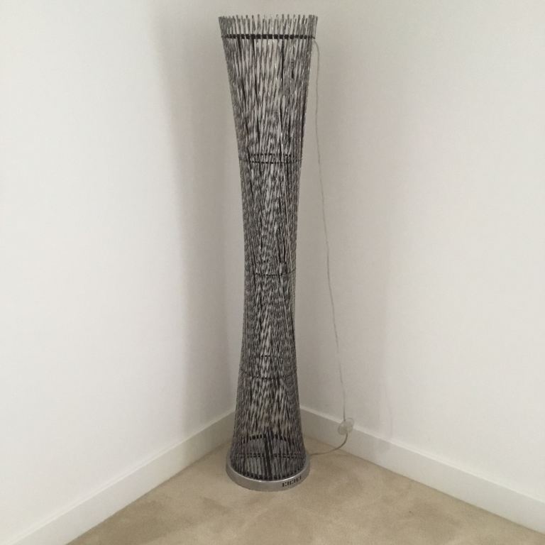 Tall Modern Silver Metal Floor Lamp - Great Condition