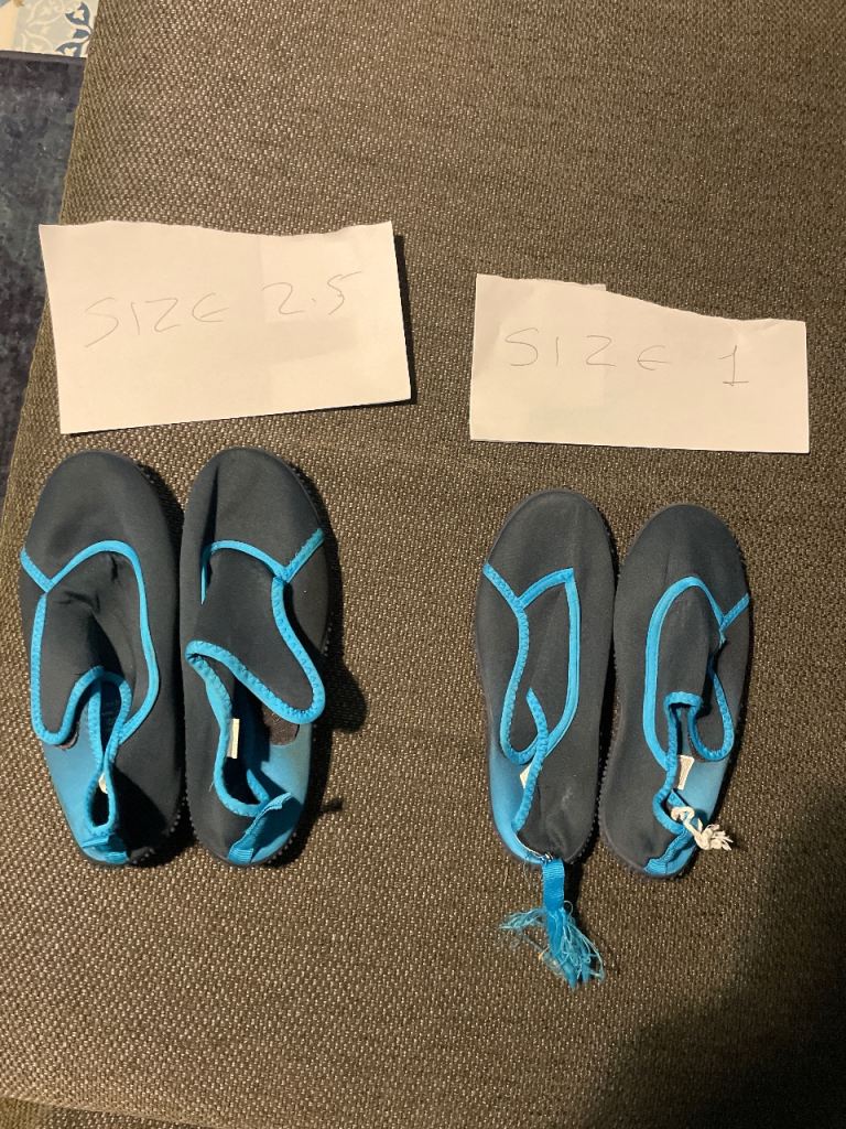 Kids Water Shoes – Grey and Blue, Sizes 1 & 2.5