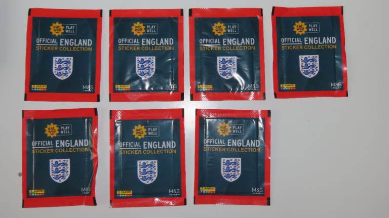 Ten Pack Panini M&S England Eat Well Play Well Football Sticker Pack Bundle Kids Collectible Set IG3