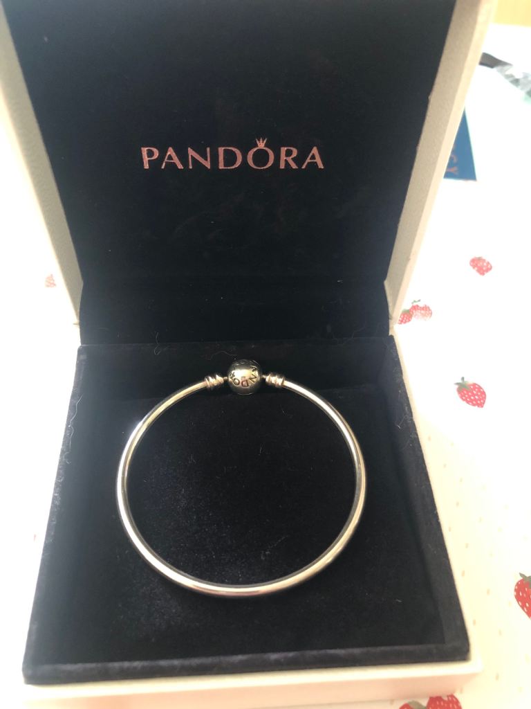Pandora 925 Sterling Silver round bracelet bangle ball clasp ALE with box N6
