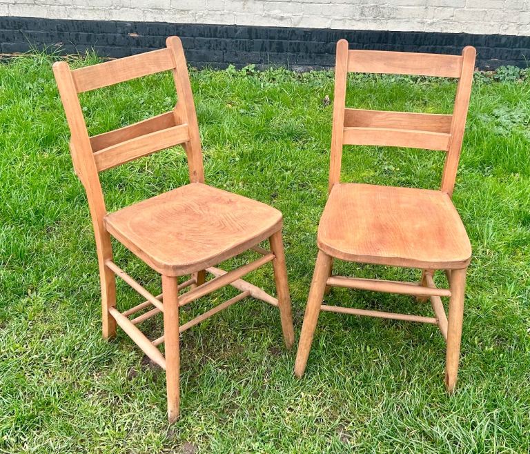image for 12 available antique chapel church chairs vintage kitchen oak dining old wooden stacking wedding