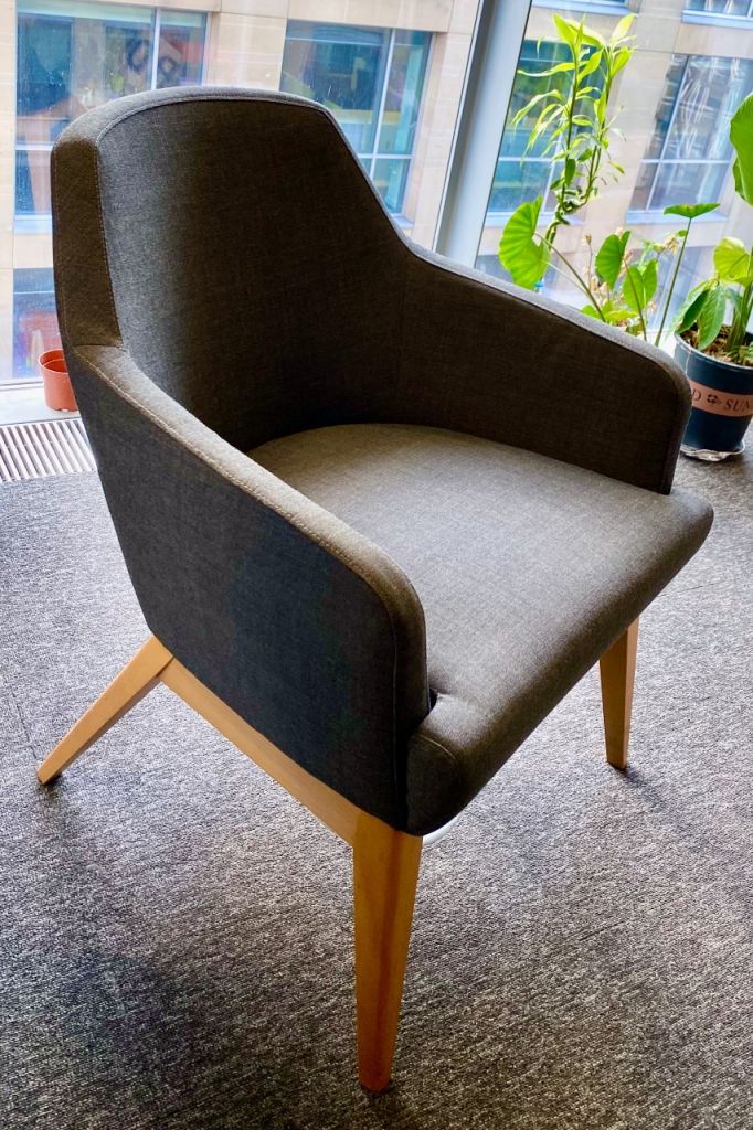 Grey soft padded armchair 3/3