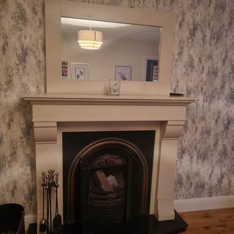Marble fireplace & mirror