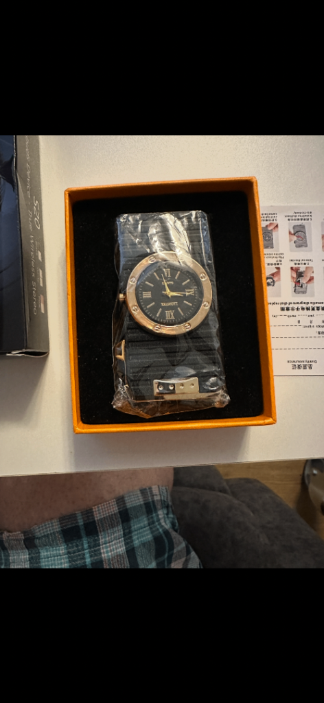 Brand New Lighter with Combined  Watch – Black and Gold