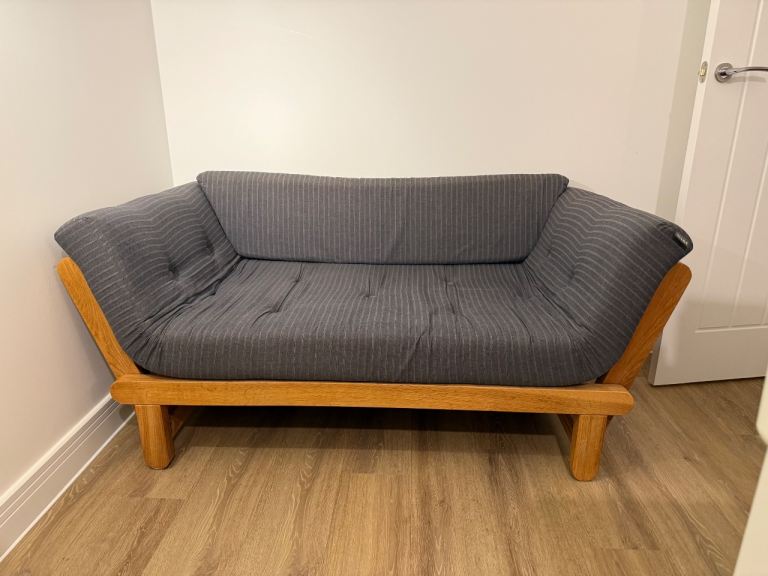 Futon Oak sofa bed with Futon mattress