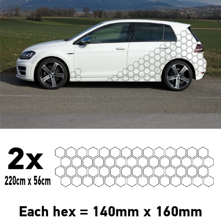 Car Outline Medium Hexagon Camouflage Side Kit Honeycomb Stickers Graphics CCK4M