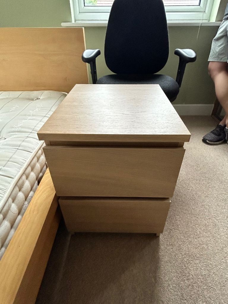 Wooden Bedside Table with 2 Drawers – Good Condition
