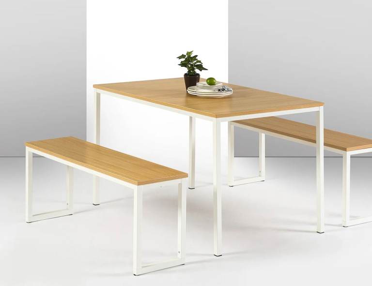 Winterton 3-Piece 4-Seater Dining Set with Wood Top & Steel Frame