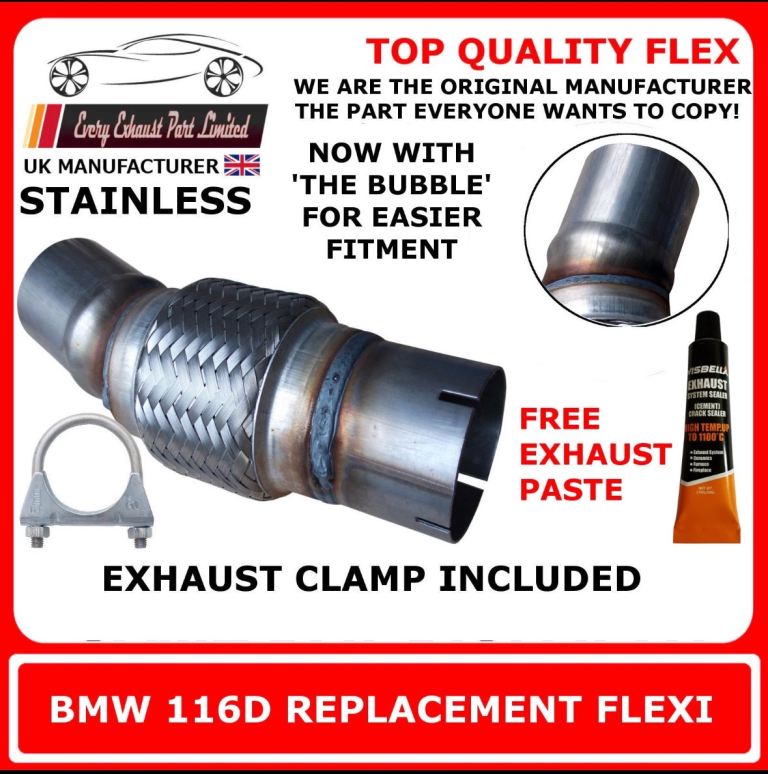 BMW 116D Exhaust Flexi Flex Easy Repair front pipe Stainless
