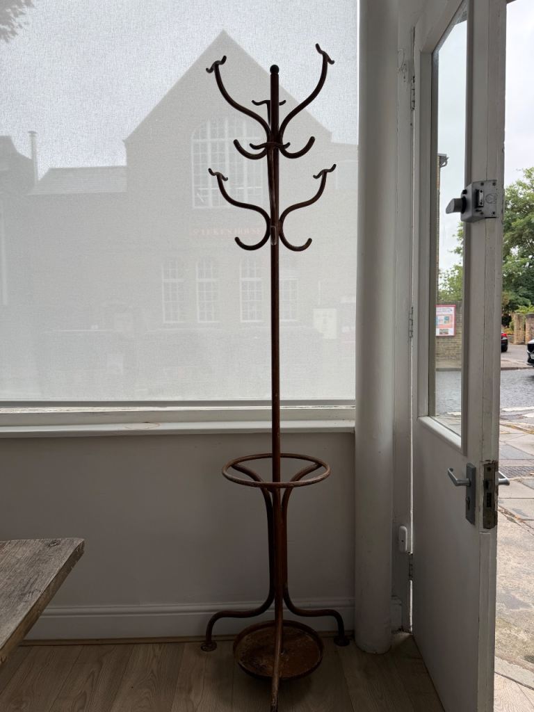 Vintage Wooden Coat Stand with Umbrella Holder – Fair Condition