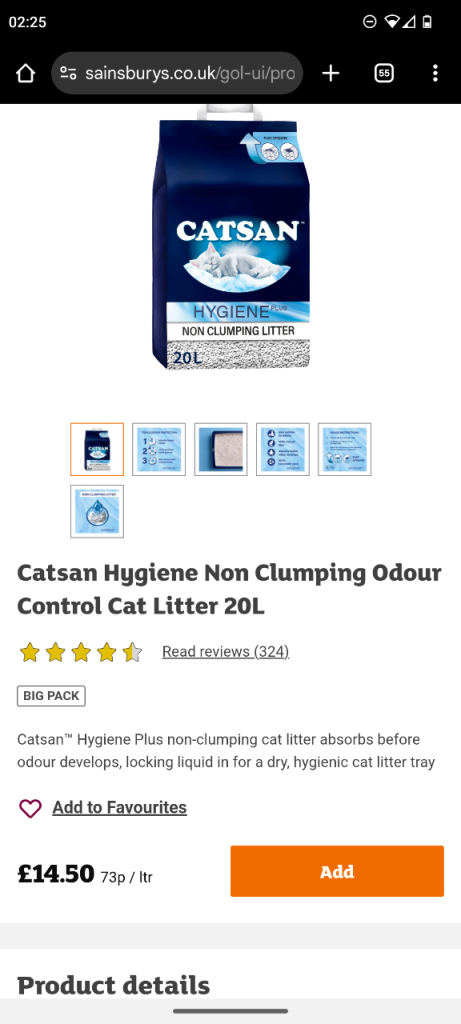 Catsan 20l cat litter brand. New