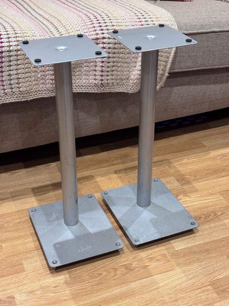 Gale Speaker Stands - Silver, 53cm 21” high w/ floor spikes 