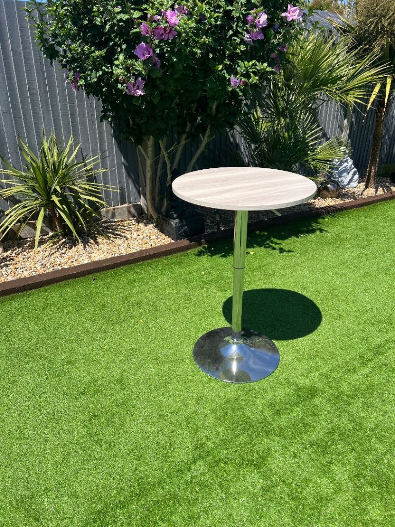 Adjustable Round Bar Table – Light Wood Top