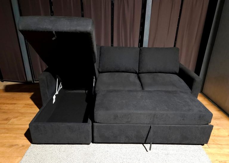 image for Left Hand Corner Sofa Bed - Charcoal.
