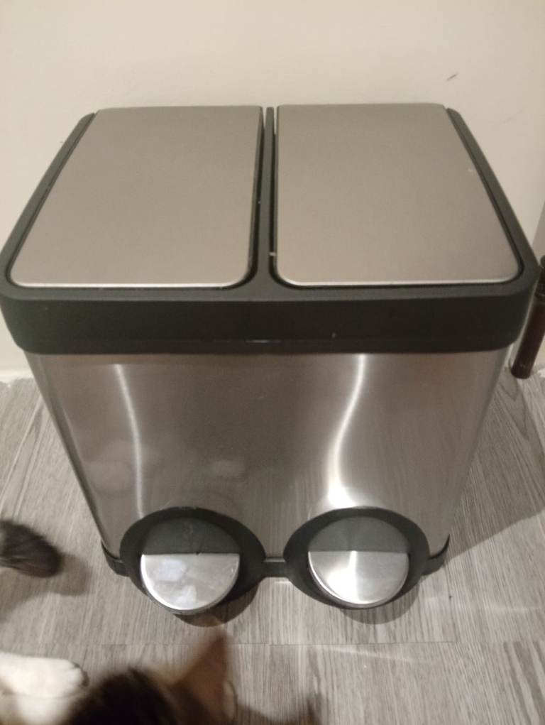 Brushed Steel Double Pedal Bin - Recycling & Waste
