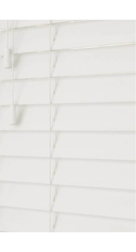  ♦♦ White Faux Wood Venetian Blinds With String 50mm - Grain Slat ♦♦