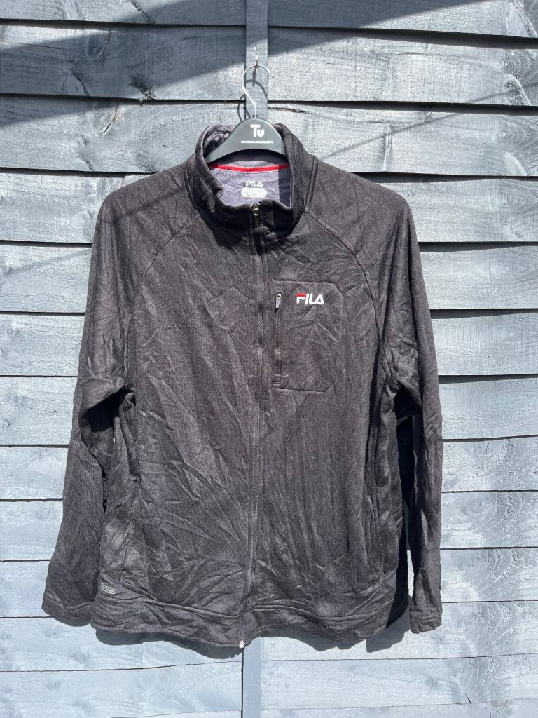 Fila Men’s Zip Up Fleece Black Size Large Long Sleeve Top.