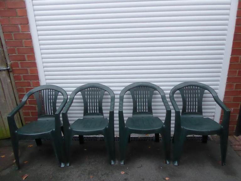 image for 4 x JARDIN Green Plastic Garden Chairs