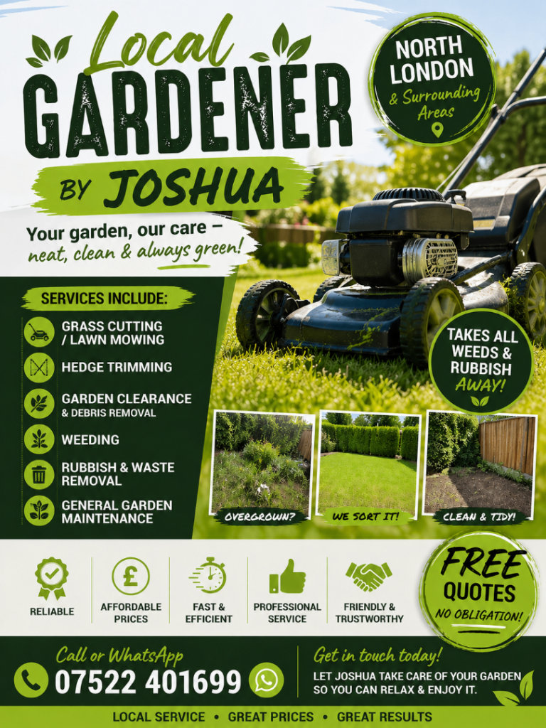 Reliable Gardener Available – Grass Cutting, Clearance & Waste Removal