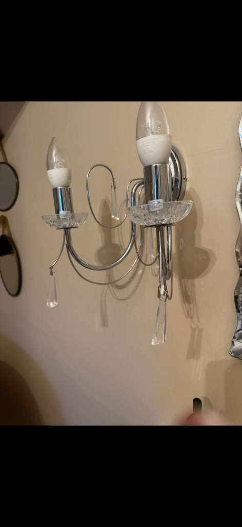 Pair of vintage antique style wall lights with pull string 