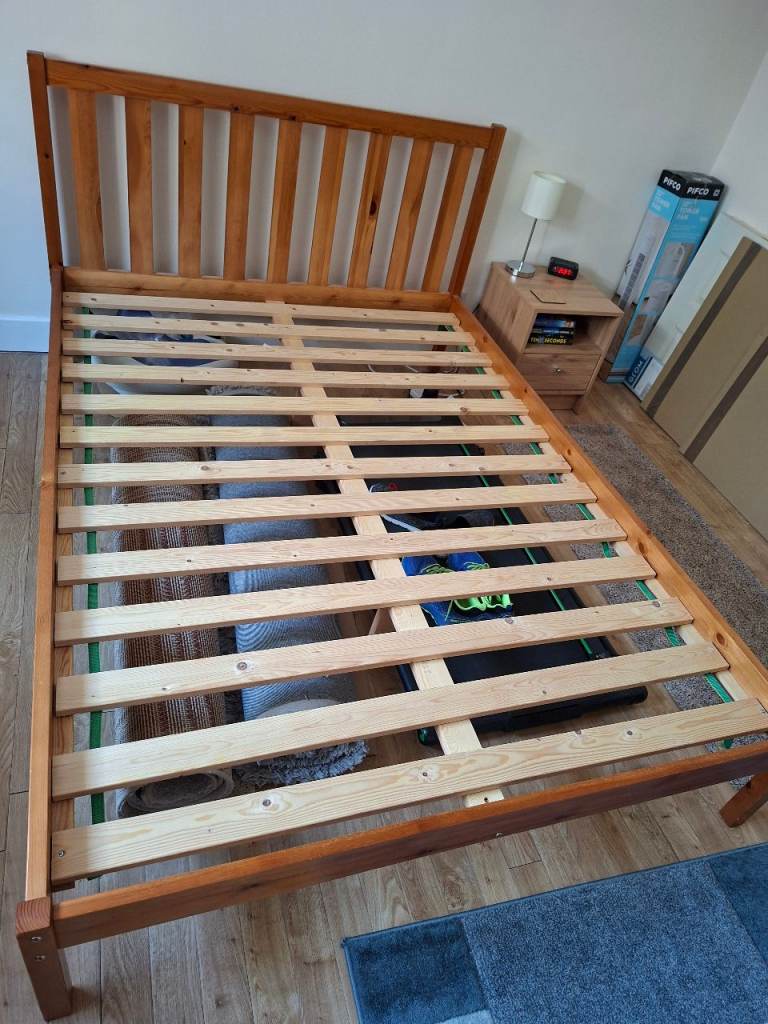 Pine double bed frame