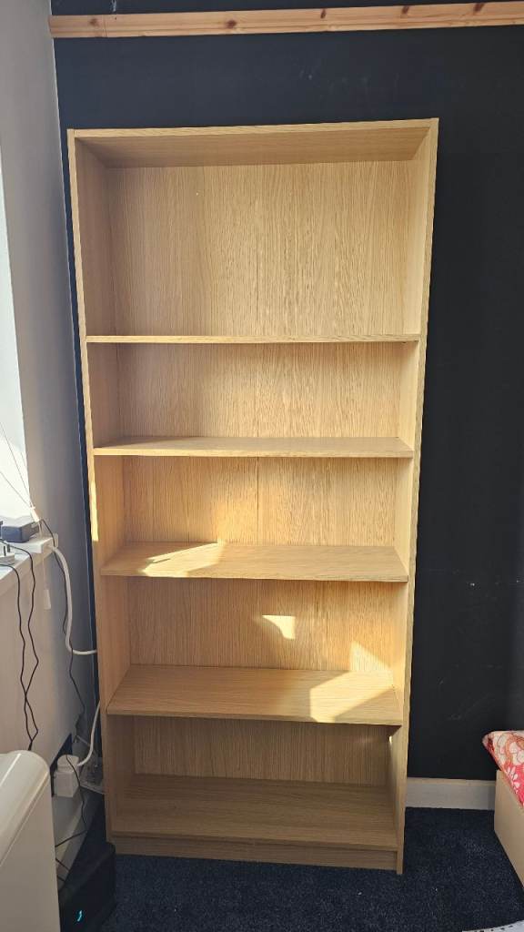 Tall Wooden Bookshelf with Adjustable Shelves – Good Condition