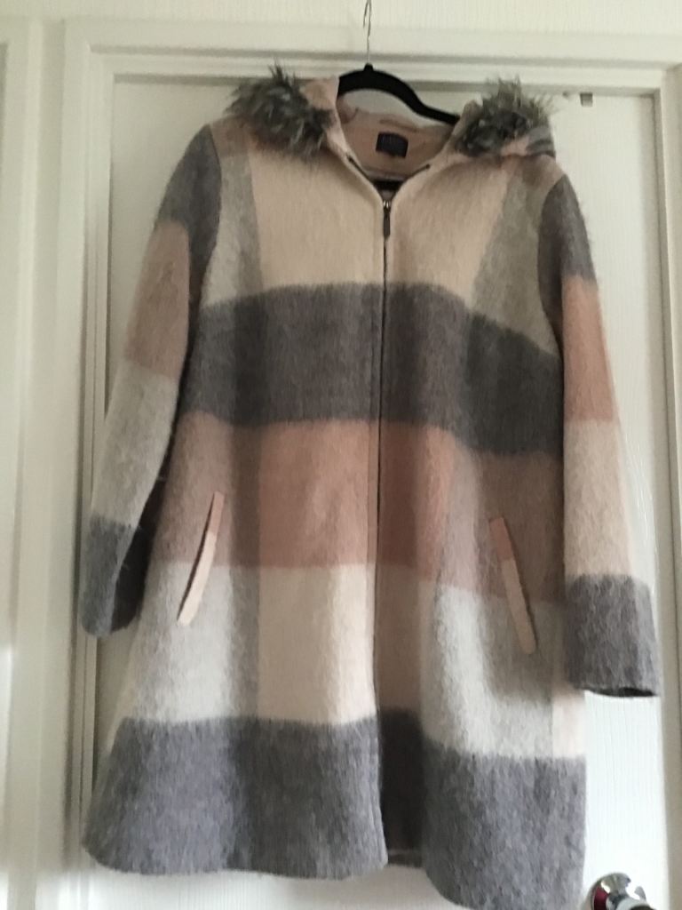 Women’s M&S pink mix, check, zipper coat