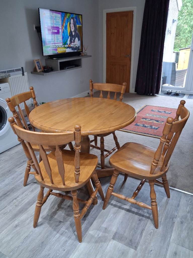 Solid wood dining table with 4 chairs 