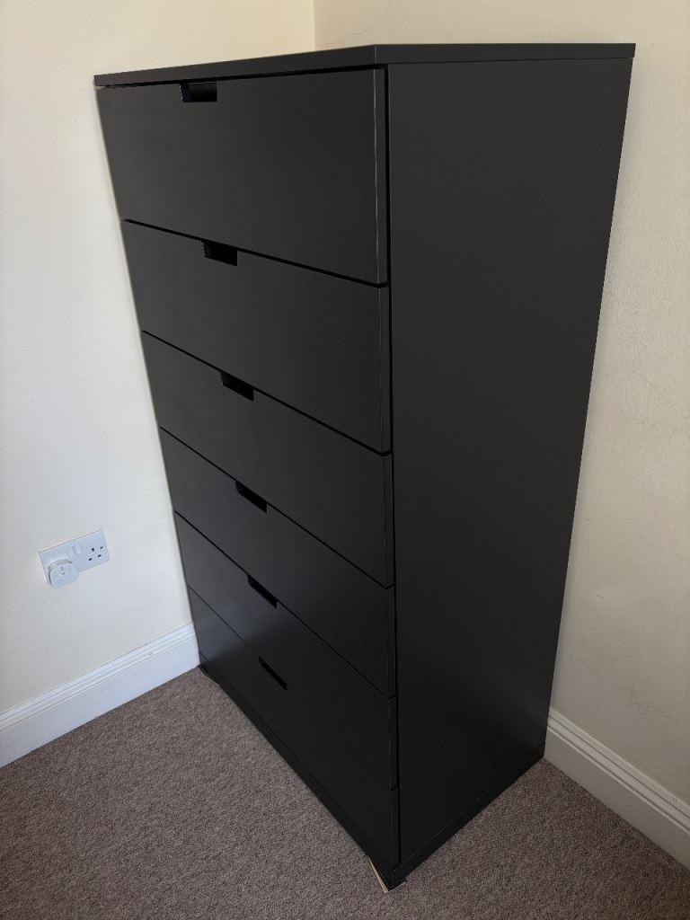 Ikea Nordli chest of six drawers in black