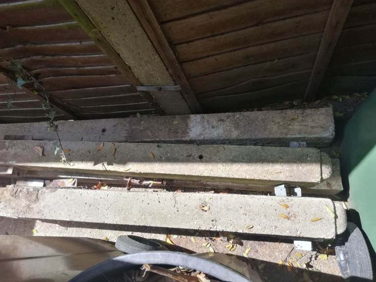 6 concrete fence post and loads of rubble from shed base