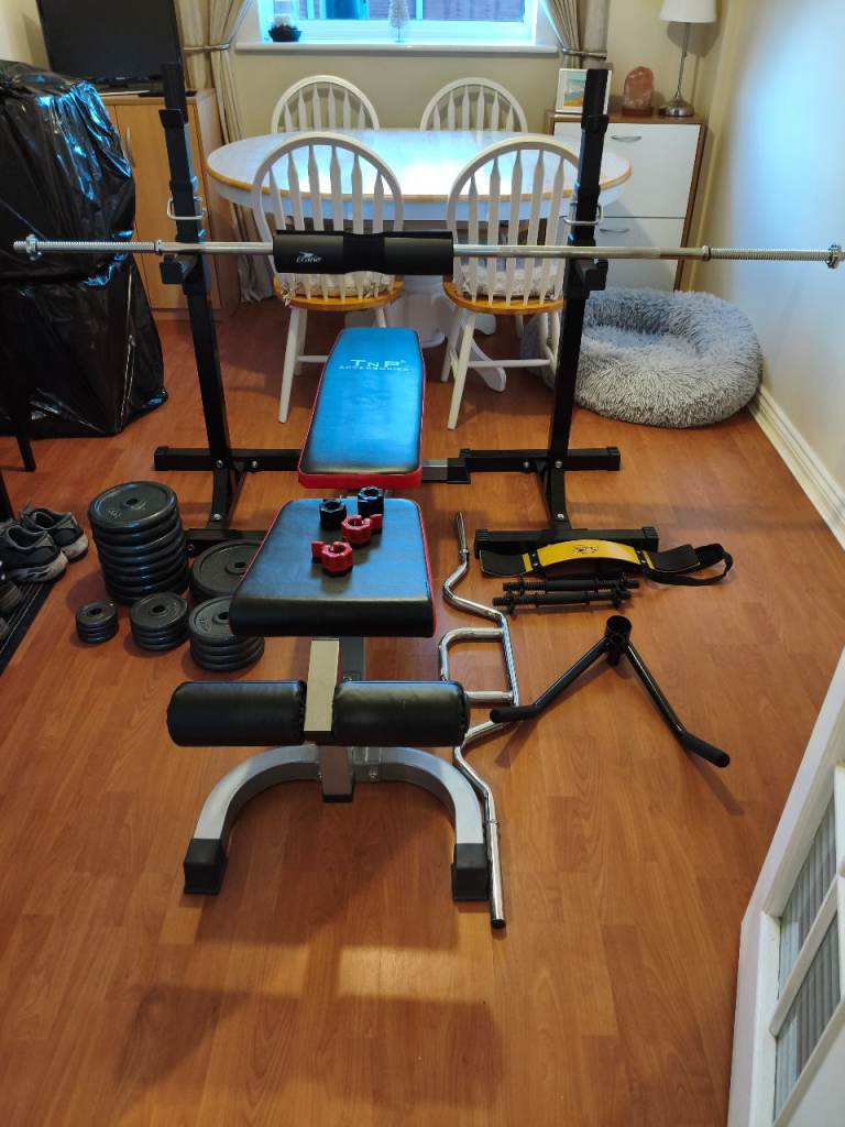 image for Weight Training Equipment Rack Bench Weights.Excellent condition..