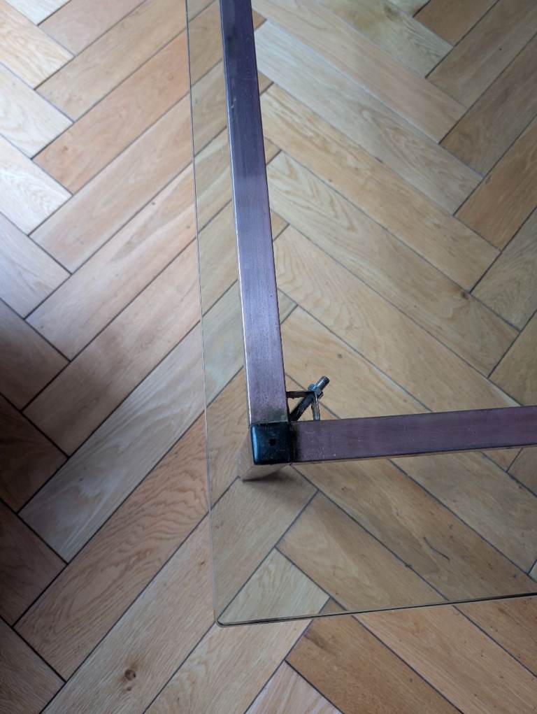 Stylish copper and glass coffee table