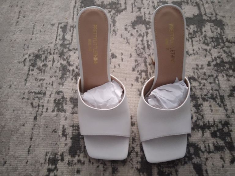 Prettylittlething ladies white shoes.