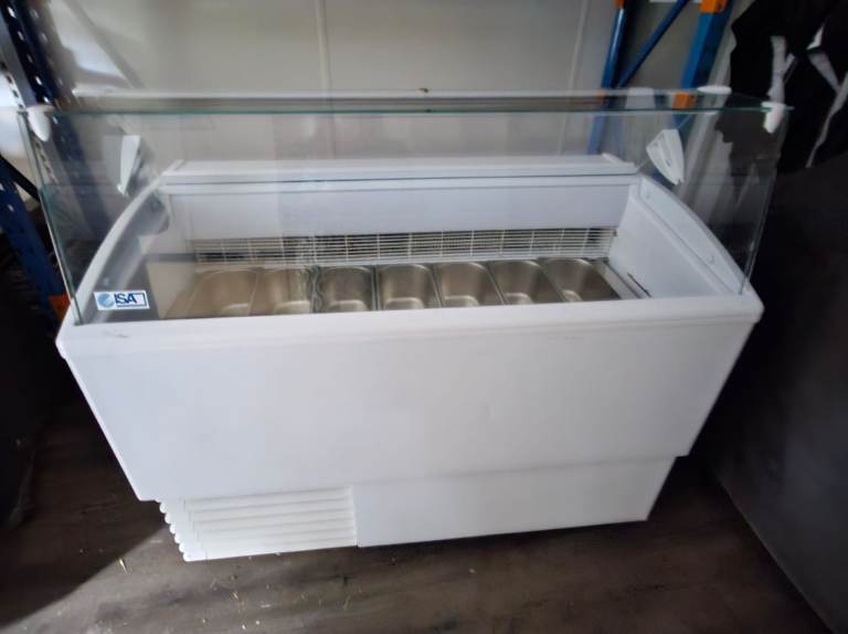 ISA NEW COMMERCIAL 7 NAPOLI ICE CREAM DISPLAY FREEZER WITH PANS FULLY WORKING 